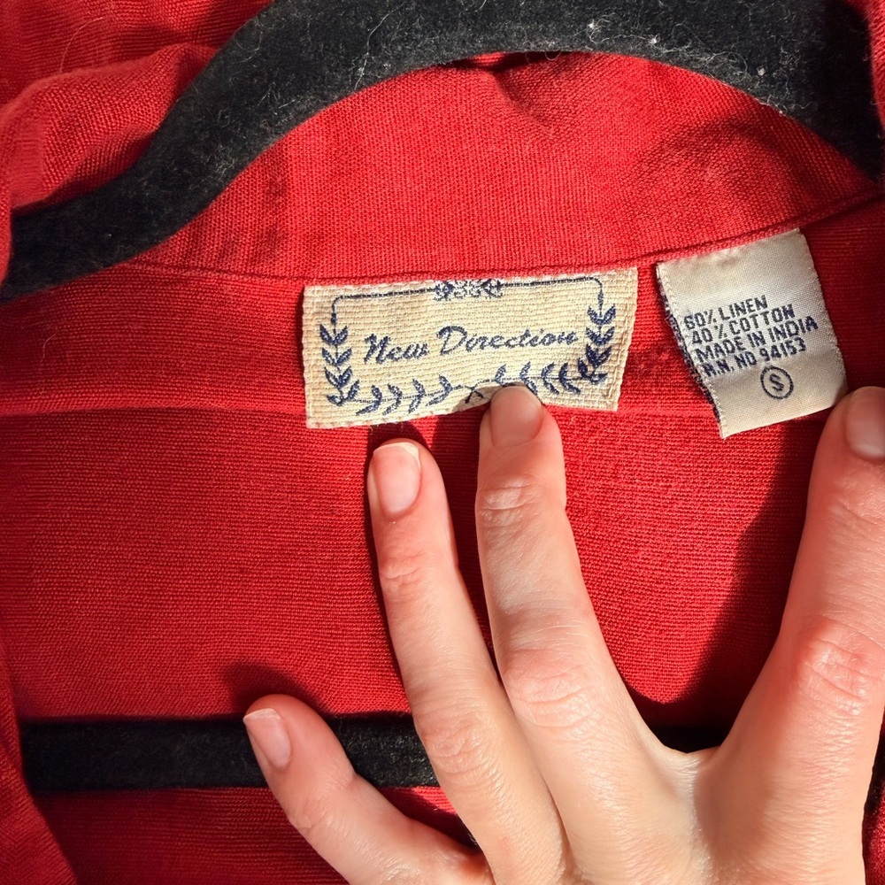 Vintage Red Button-Down Linen Dress - Picture 5 of 9